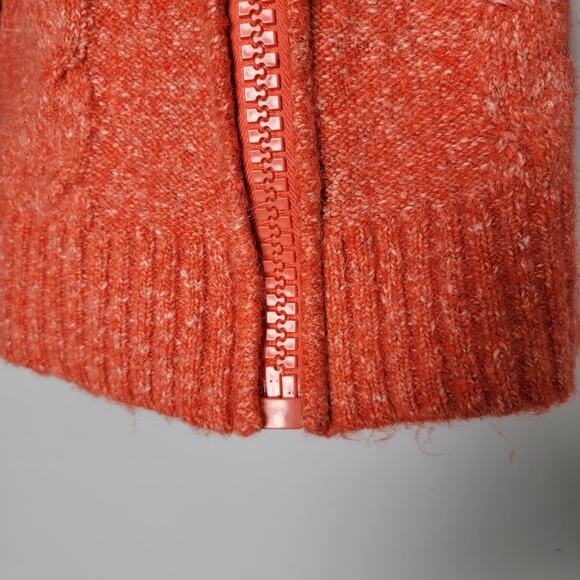 Wool Mohair Blend Zip Sweater Fits M/L Orange Pumpkin Fall Cozy Autumn Lin Woman - Picture 5 of 10